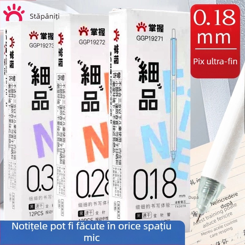 Master 19271 stilou gel tip apăsat 0,18 mm ultra-fin, uscare rapidă, vârf complet de ac, 0,38 mm pentru exerții