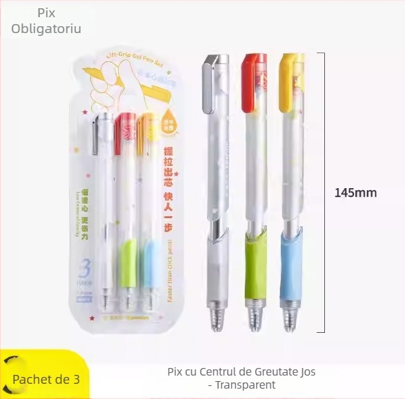 The Pen Says stilou gel neutru cu cerneală pe bază de apă, uscare rapidă, pentru învățare și semnare – tehnologie neagră, pix cu bilă