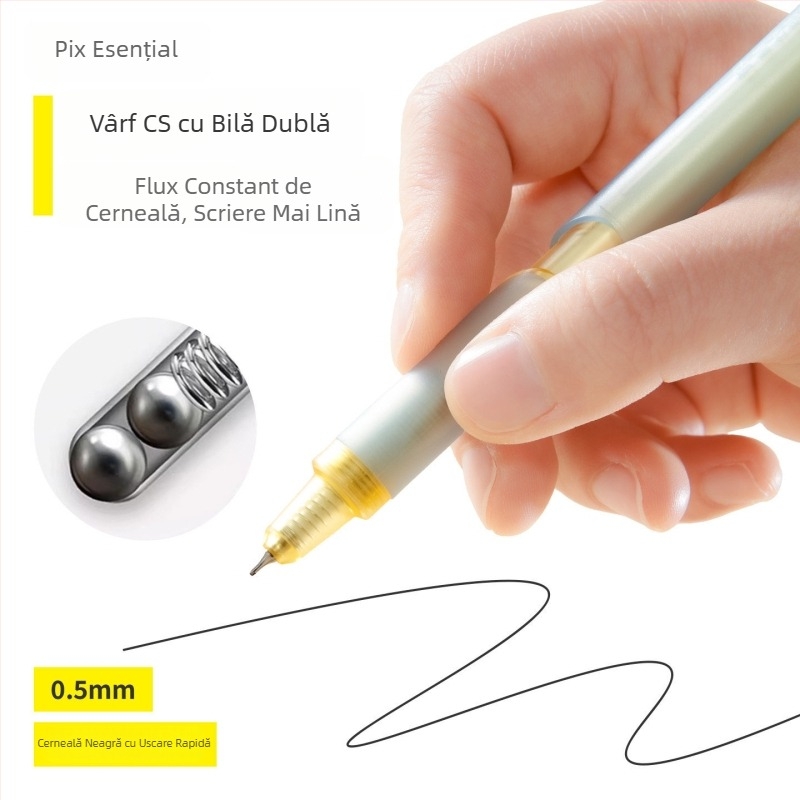 The Pen Says stilou gel neutru cu cerneală pe bază de apă, uscare rapidă, pentru învățare și semnare – tehnologie neagră, pix cu bilă