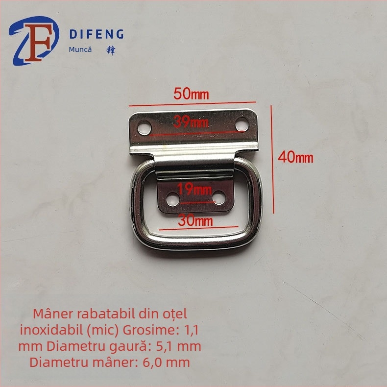 Mânere din oțel inoxidabil, rabatabil, cu inel de tracțiune, pentru uși glisante, dulapuri și sertare | Model BXGTS, Di Feng Hardware