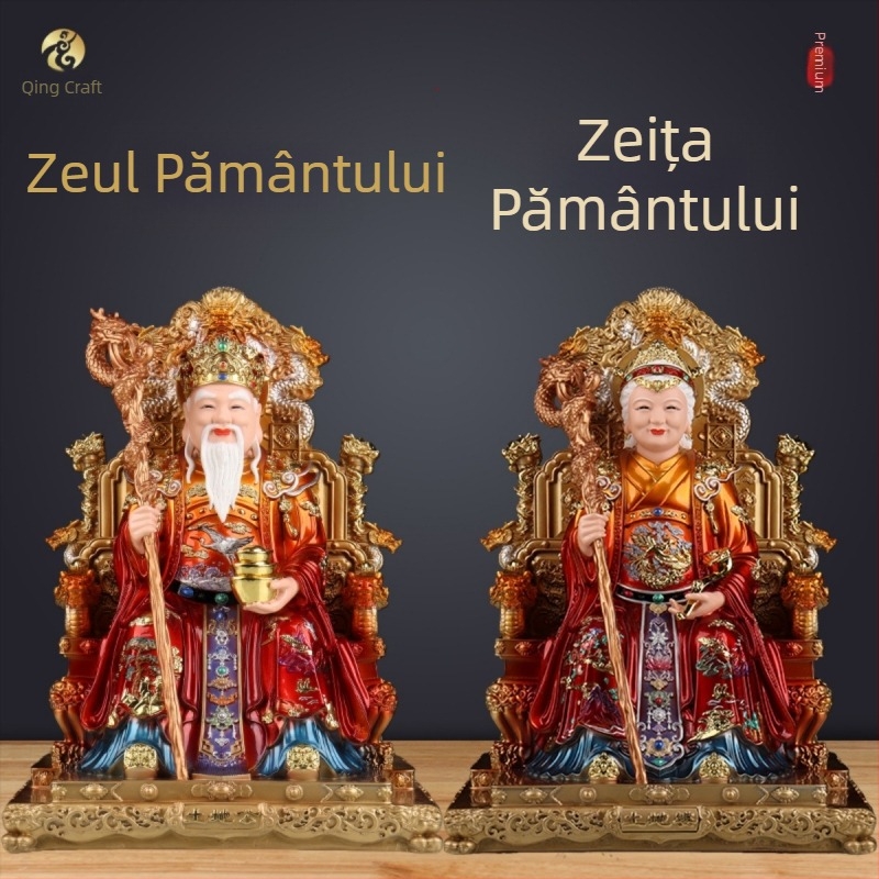 Statuetele lui Dumnezeu Pământului și Zeiței Pământului, din rășină, pentru intrarea în casă, protecție