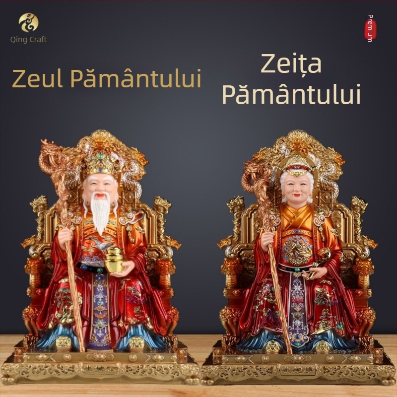 Statuetele lui Dumnezeu Pământului și Zeiței Pământului, din rășină, pentru intrarea în casă, protecție