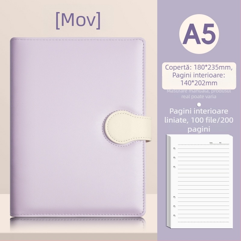 Jurnal A5 cu logo gravat cu laser și text, design simplu și drăguț, cu foi detașabile