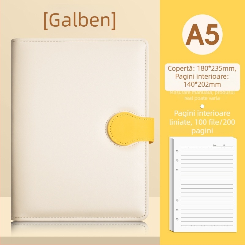 Jurnal A5 cu logo gravat cu laser și text, design simplu și drăguț, cu foi detașabile