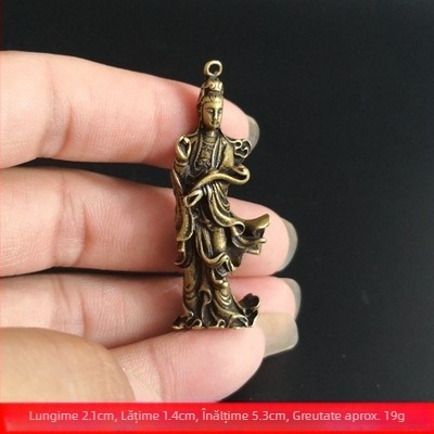 Miniatură din alamă Guanyin Buddha cu breloc