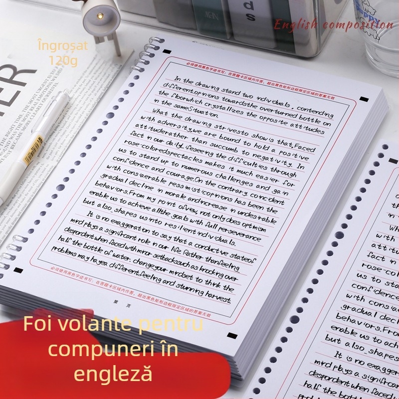 Hârtie A4 pentru compoziție în limba engleză, foi detașabile, față-dublă, 120 g/m², 20 coli