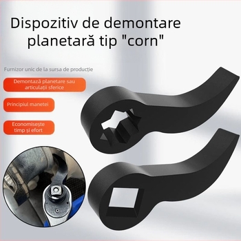 Unealtă pentru demontarea semiaxisului, în formă de corn, cu levier, separator și cheie