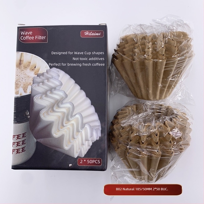 Whalemi filtre de cafea cu formă de val, tip bol pour-over, 50 de foi, cutie colorată, set de 2 bucăți