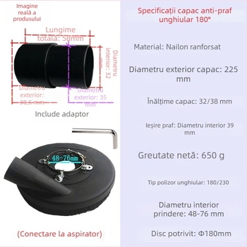 Bobon 180 Capac de praf pentru șlefuitor unghiular de 7 inch, din nylon armat, pentru șlefuire piatră și beton
