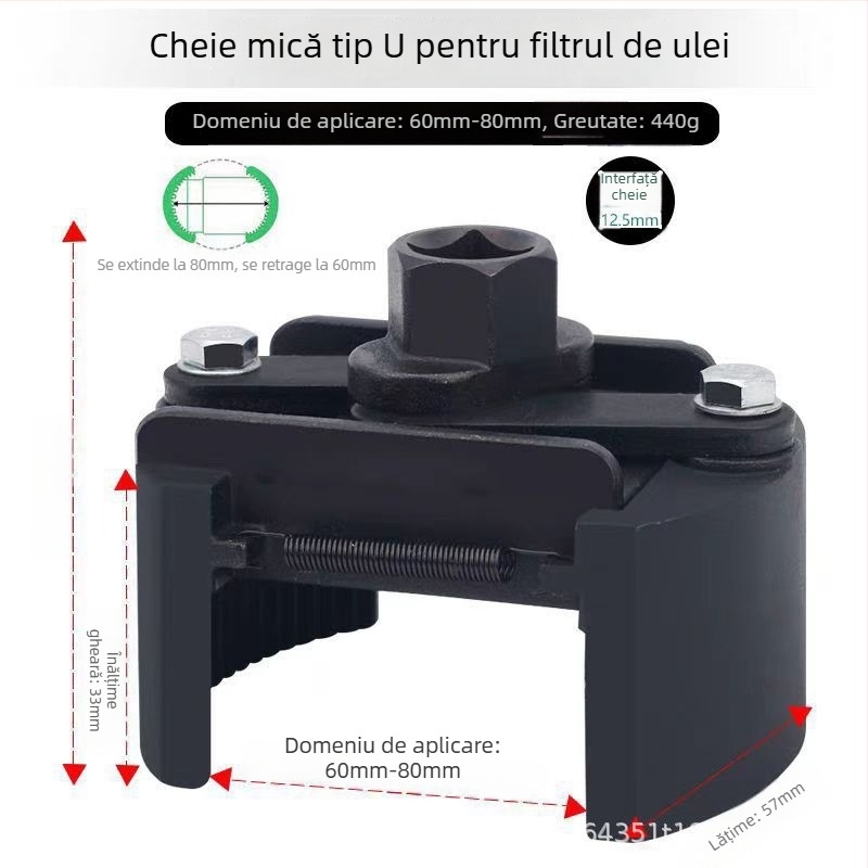 Cheie în formă de U pentru filtrul de ulei — unealtă reglabilă multifuncțională pentru îndepărtarea filtrului