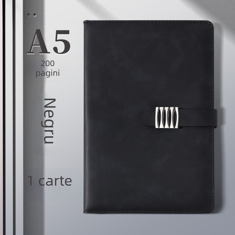 Caiet A5 de afaceri cu husă din piele și închidere magnetică, model nou 2026, pentru studiu, birou și întâlniri