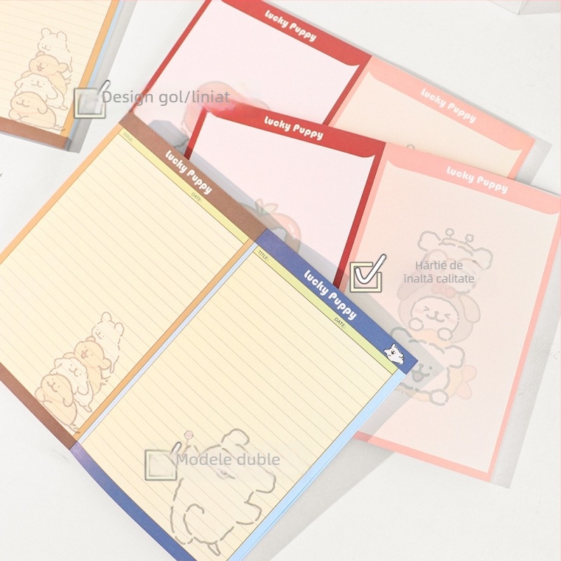 Caiet A5 cu câine în stil contur, pagini color, aspect plat, desen animat, hârtie de 100 g, jurnal pentru elev