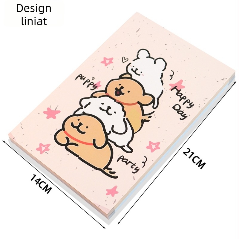 Caiet A5 cu câine în stil contur, pagini color, aspect plat, desen animat, hârtie de 100 g, jurnal pentru elev