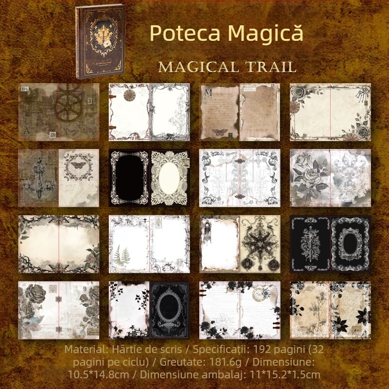 Caiet cu ștampilă aurie pentru scris, material DIY jurnal în stil european retro, rechizite pentru elevi