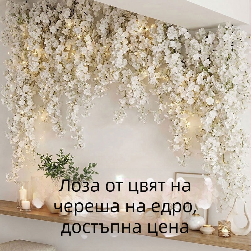 Vițe de cireș artificiale cu flori de mătase, decor de primăvară din ratan pentru living și nunți