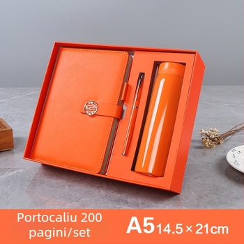 Set cadou de afaceri: caiet A5 și termos, într-o cutie cadou, logo personalizat
