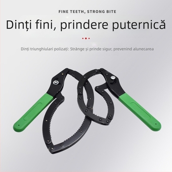 Cheie pentru filtru de ulei, tip cătușă, din oțel carbon.