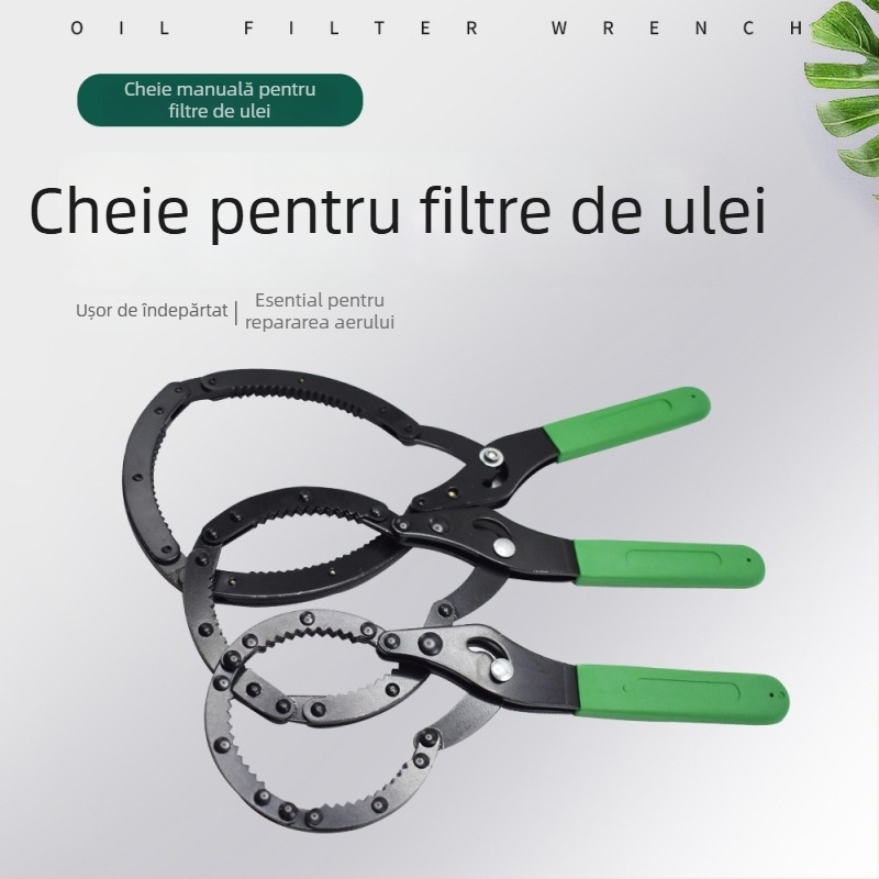 Cheie pentru filtru de ulei, tip cătușă, din oțel carbon.