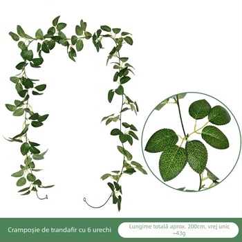 Viță artificială de trandafir cu frunze și ratan, decor ornamental pentru conducte de aer și drenaj