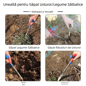 Lopată de grădină pentru plivit burueni și săpat: mică lopată pentru usturoi, păpădie, plantarea florilor, săpat solului, utilizare în exterior
