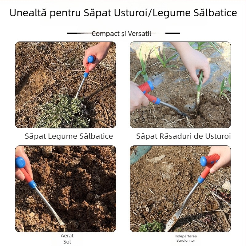 Lopată de grădină pentru plivit burueni și săpat: mică lopată pentru usturoi, păpădie, plantarea florilor, săpat solului, utilizare în exterior