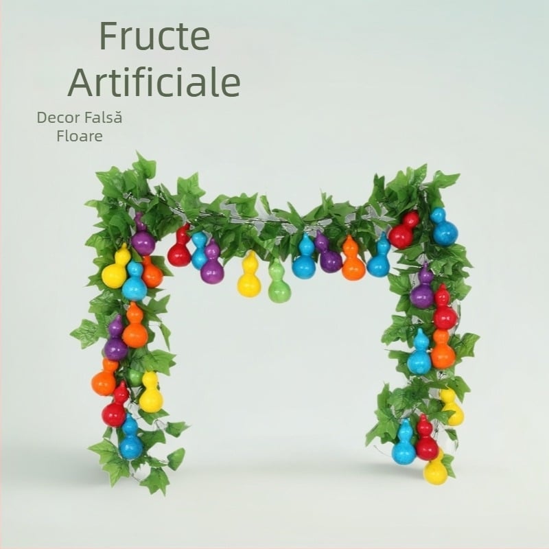 Viță artificială cu fructe și frunze pentru decorul tavanului, viță decorativă din plastic pentru acoperirea conductelor de apă