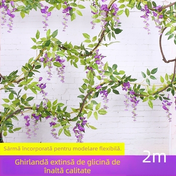 Viță artificială de glicină decorativă, liana agățată cu flori din plastic, lungime 100–200 cm