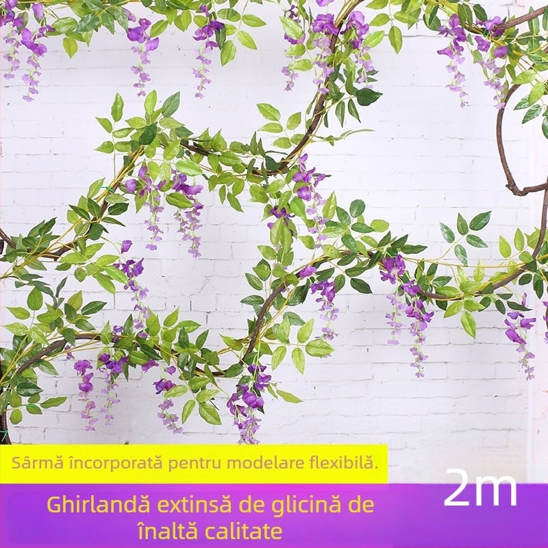 Viță artificială de glicină decorativă, liana agățată cu flori din plastic, lungime 100–200 cm