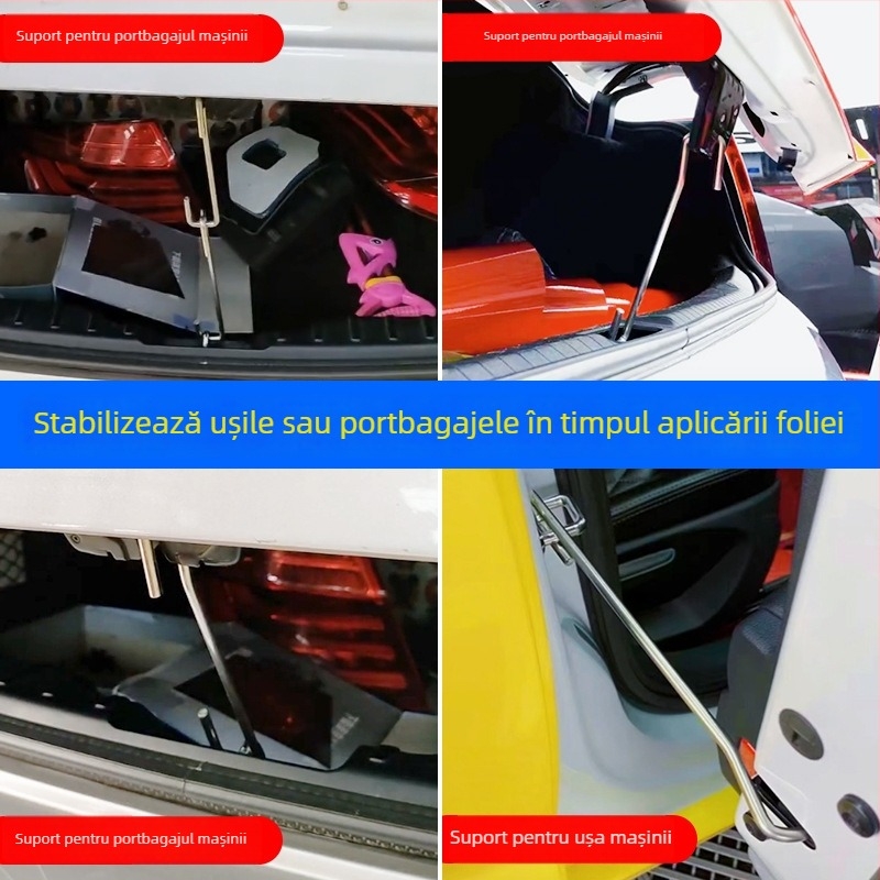 Bară de susținere din oțel inoxidabil pentru portbagaj, cârlig pentru ușă și cârlige pentru montajul foliei auto