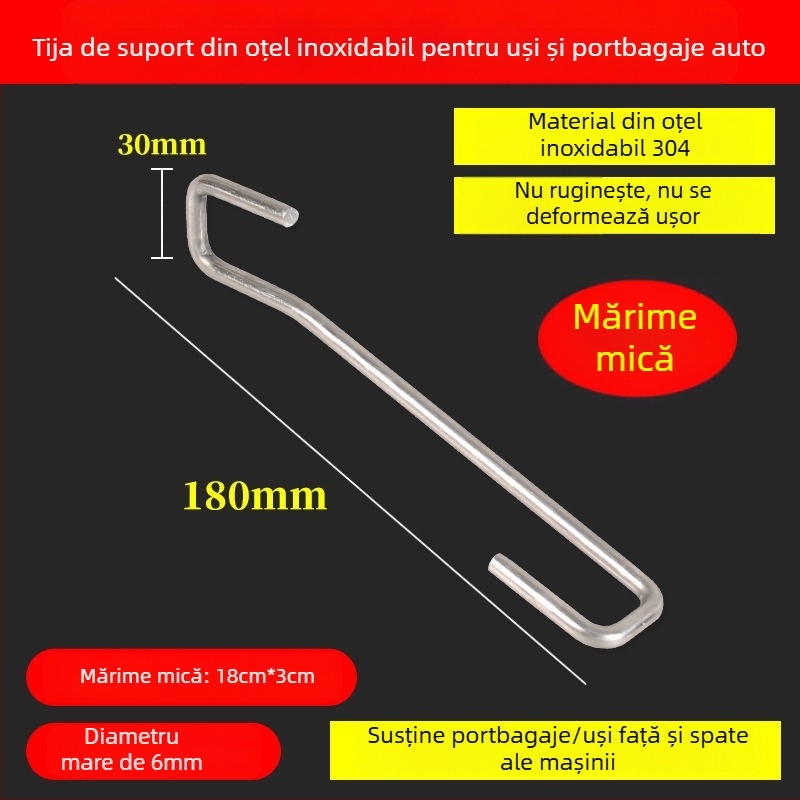 Bară de susținere din oțel inoxidabil pentru portbagaj, cârlig pentru ușă și cârlige pentru montajul foliei auto