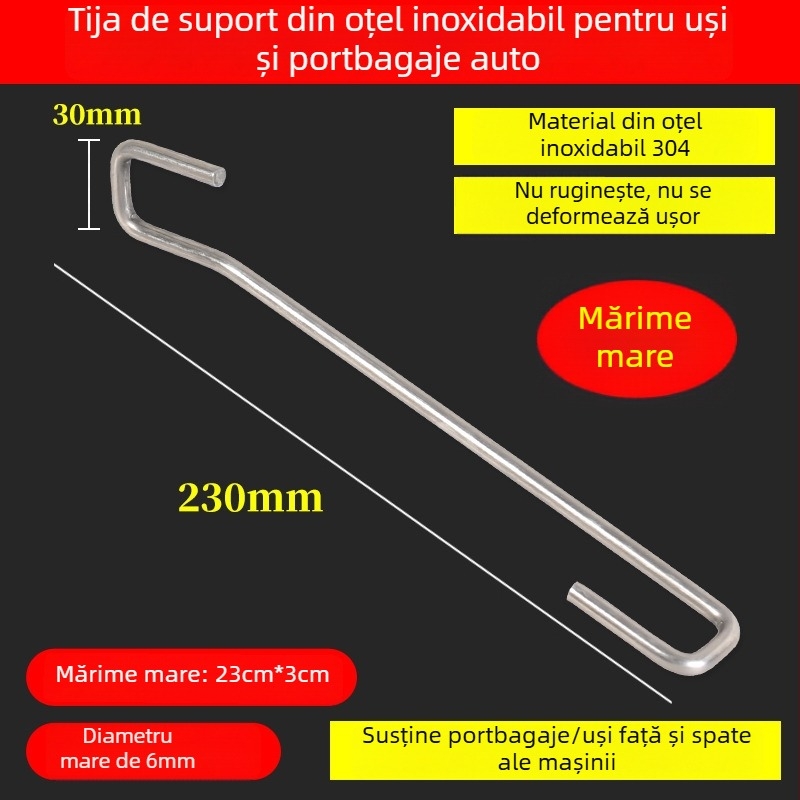 Bară de susținere din oțel inoxidabil pentru portbagaj, cârlig pentru ușă și cârlige pentru montajul foliei auto