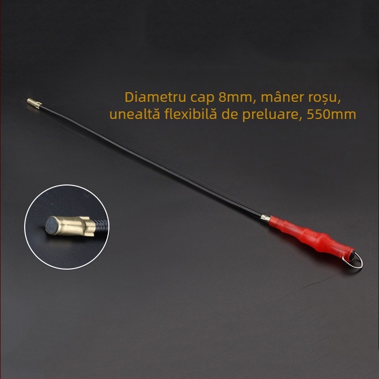 Instrument magnetic din metal, flexibil și detașabil, pentru ridicare, cu tijă LED de aspirație.