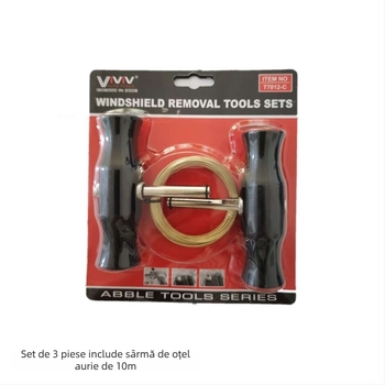 Set pentru demontarea parbrizului cu fir de tăiere și corp metal/plastic