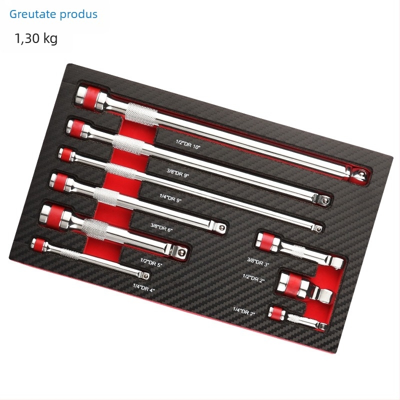 Set de țevi cu cap sferic, conectori și extensii, cu țevi lungi în lungimi variate (mare, mediu, mic)