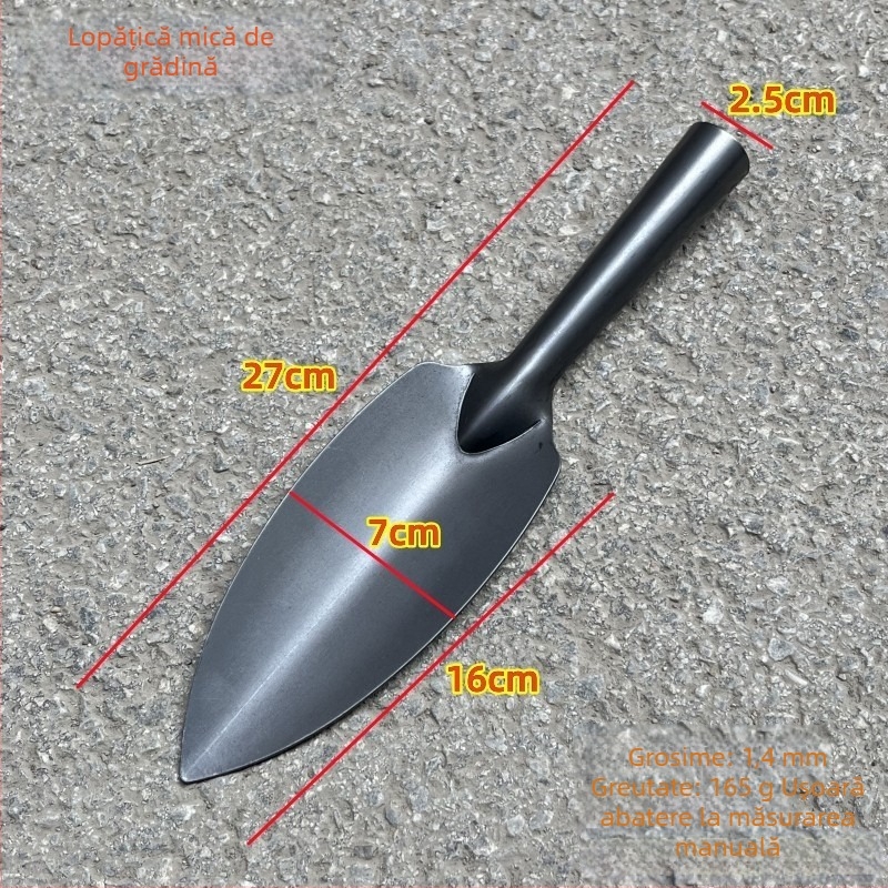 Lopățică mică pentru ghivece – unealtă metalică de grădinărit pentru plantat flori și suculente