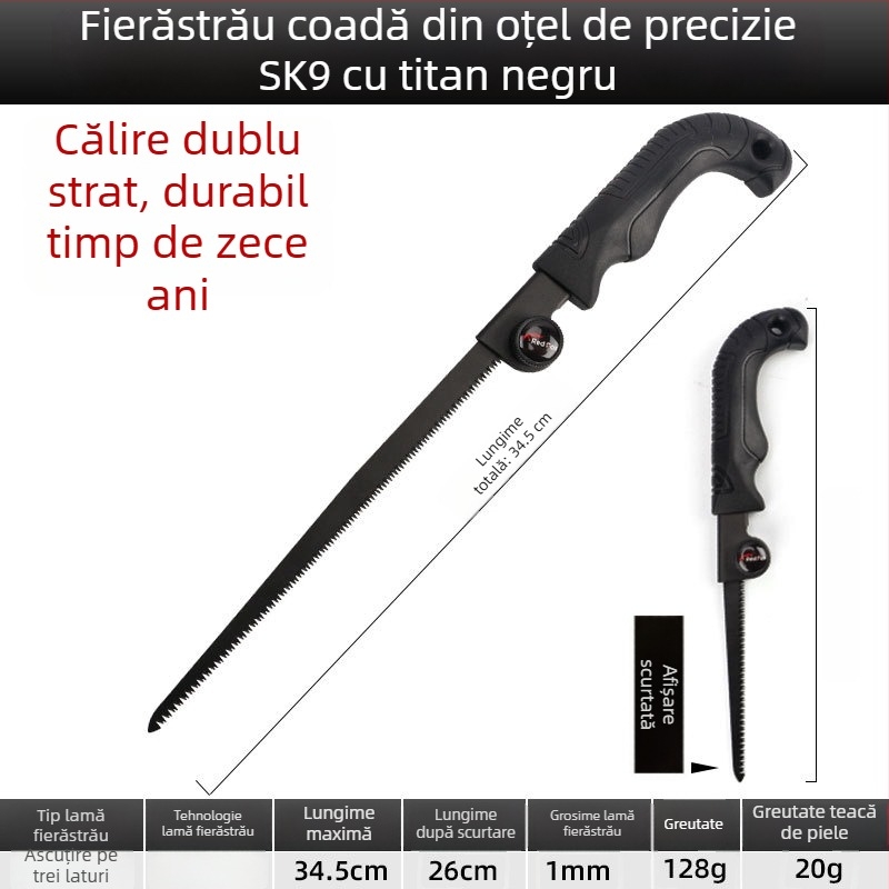 Kyushu Garden Fierăstrău de mână retractabil pentru lemn – instrument de grădină pentru tăierea lemnului în aer liber