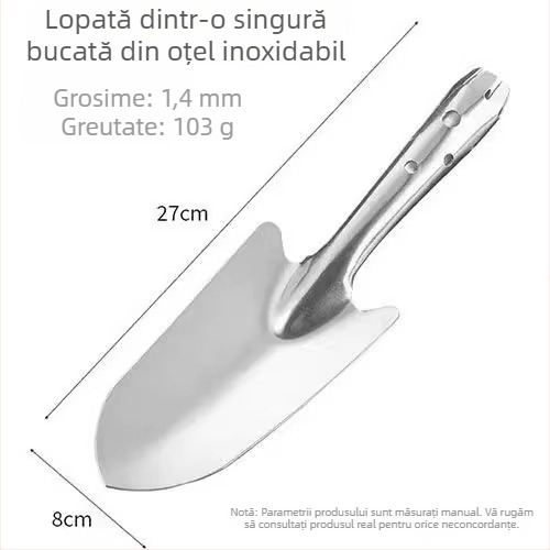 Lopată de grădină din oțel inoxidabil - mică, pentru plantarea florilor și suculentelor