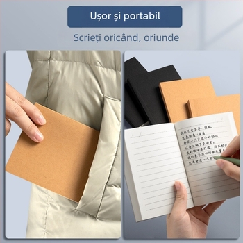 Tefter minimalist A6, carnețel de buzunar compact pentru vocabular, hârtie Kraft vintage
