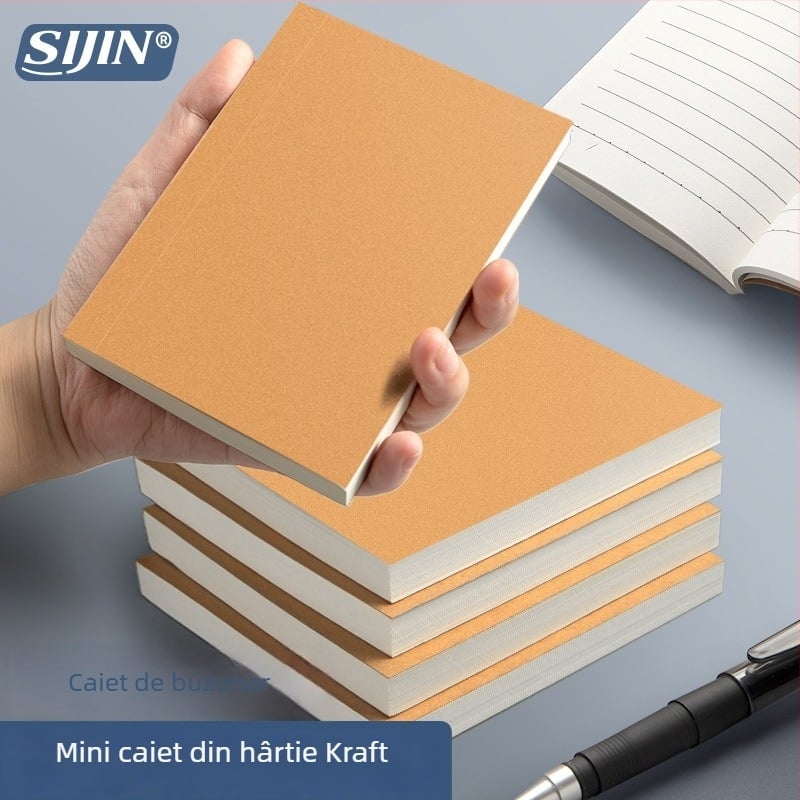 Tefter minimalist A6, carnețel de buzunar compact pentru vocabular, hârtie Kraft vintage