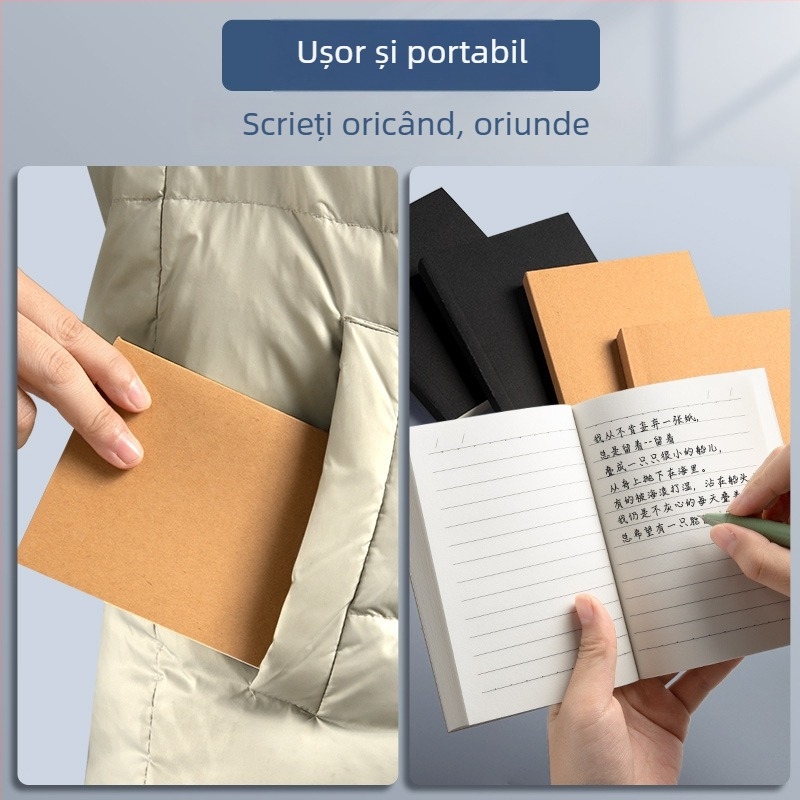 Tefter minimalist A6, carnețel de buzunar compact pentru vocabular, hârtie Kraft vintage