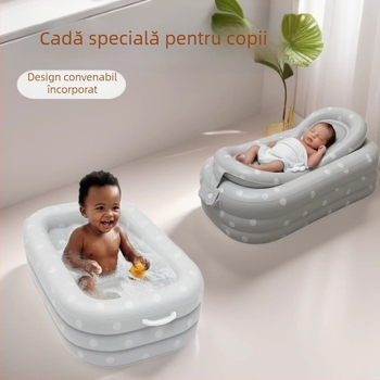 Cadă de baie pentru bebeluși, din PVC, gonflabilă, pliabilă, portabilă, sigură, antiderapantă și confortabilă la baie