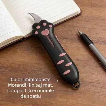 Cuțit de deschis cutii, în formă de labă de pisică, design drăguț animat, pentru elevi