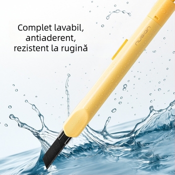 NS067 Cuțit de utilitate cu lamă neagră, rezistent la coroziune, tăietor de hârtie, portabil cu șnur, ABS+metal