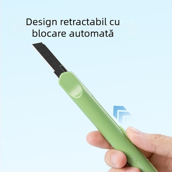 NS067 Cuțit de utilitate cu lamă neagră, rezistent la coroziune, tăietor de hârtie, portabil cu șnur, ABS+metal