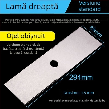 Lama dreaptă pentru mașina de tuns iarbă pe benzină, din oțel cu mangan înalt, importată