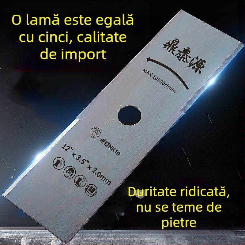 Lama dreaptă pentru mașina de tuns iarbă pe benzină, din oțel cu mangan înalt, importată
