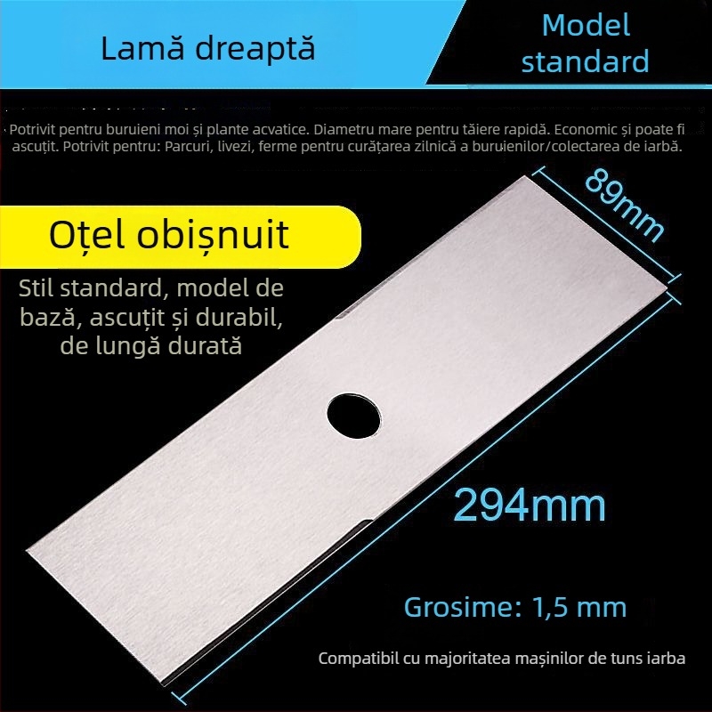 Lama dreaptă pentru mașina de tuns iarbă pe benzină, din oțel cu mangan înalt, importată
