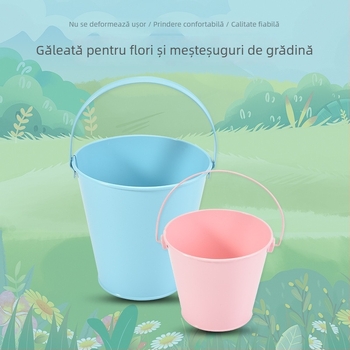 Găleată metalică pentru copii, grădinărit și joacă în aer liber, potrivită pentru plantarea florilor și uneltele de grădină