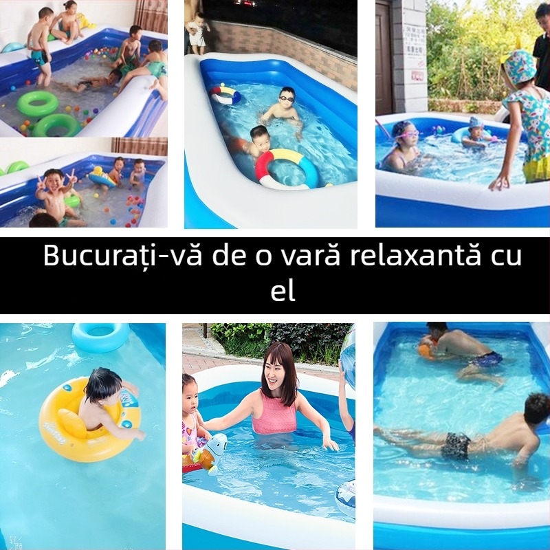 Piscină gonflabilă pătrată pentru adulți și copii, din PVC, exterior