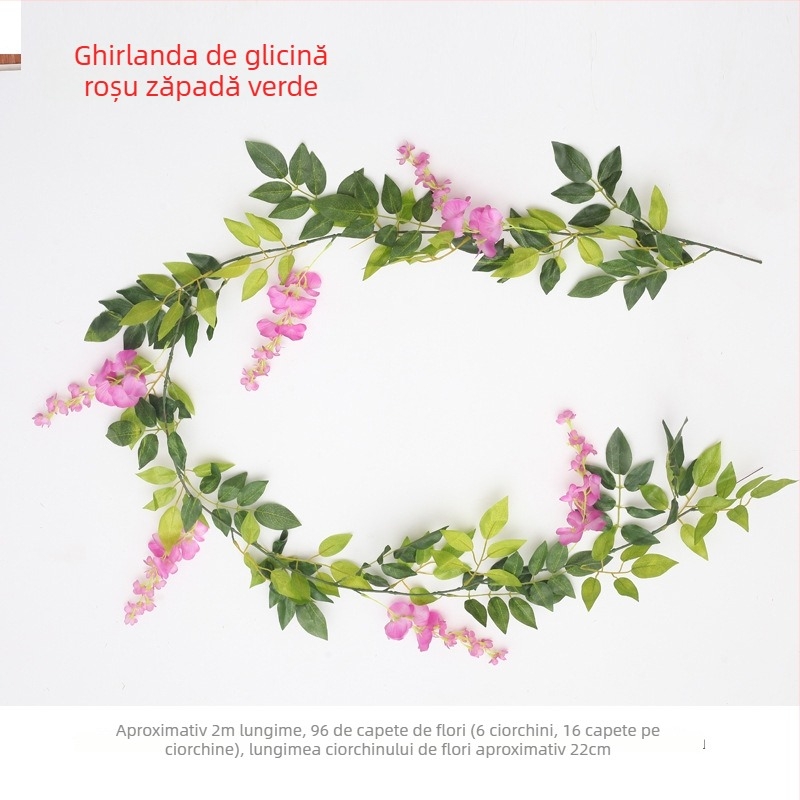 Viță artificială de wisteria de 2 m, cu flori de mătase, pentru decor la nuntă și acasă